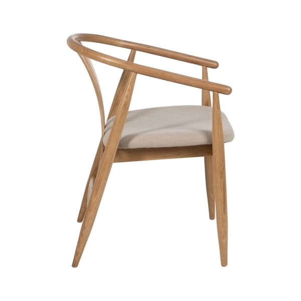 Chaise à Accoudoirs en Bois de Chêne, Dossier Arrondi