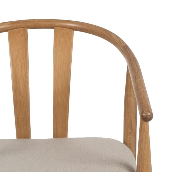 Chaise à Accoudoirs en Bois de Chêne, Dossier Arrondi