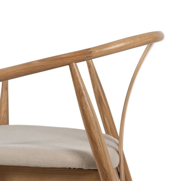 Chaise à Accoudoirs en Bois de Chêne, Dossier Arrondi