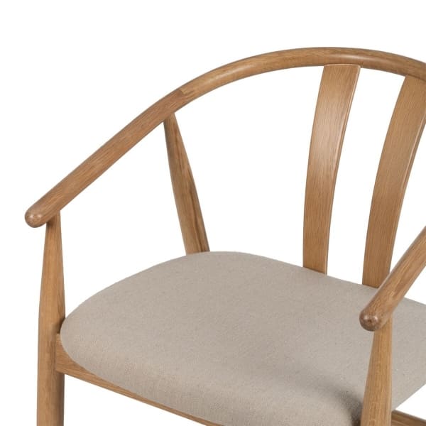 Chaise à Accoudoirs en Bois de Chêne, Dossier Arrondi