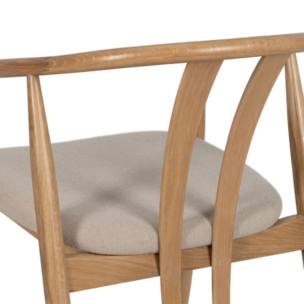 Chaise à Accoudoirs en Bois de Chêne, Dossier Arrondi