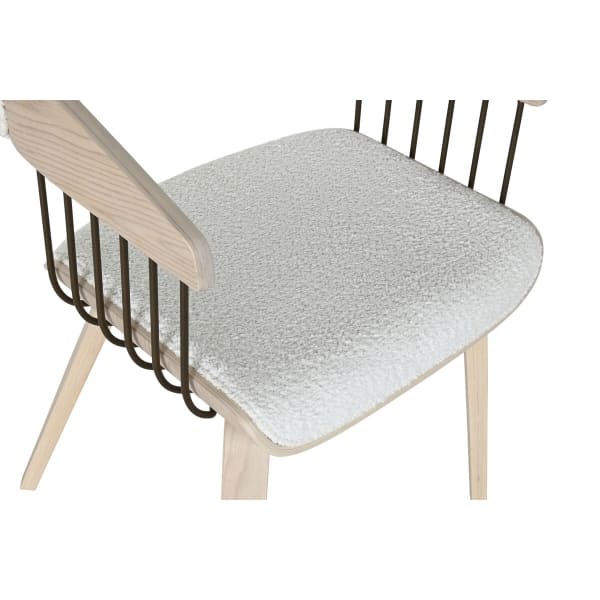 Chaise de Salle à Manger Mid Century Bois Metal et Blanc