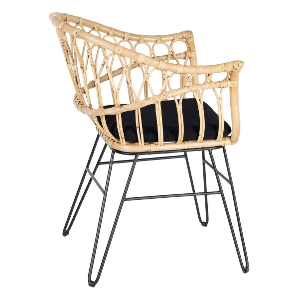 Chaise Design Bali Home Decor en Rotin Naturel et Métal Noir (60 x 57 x 81 cm)