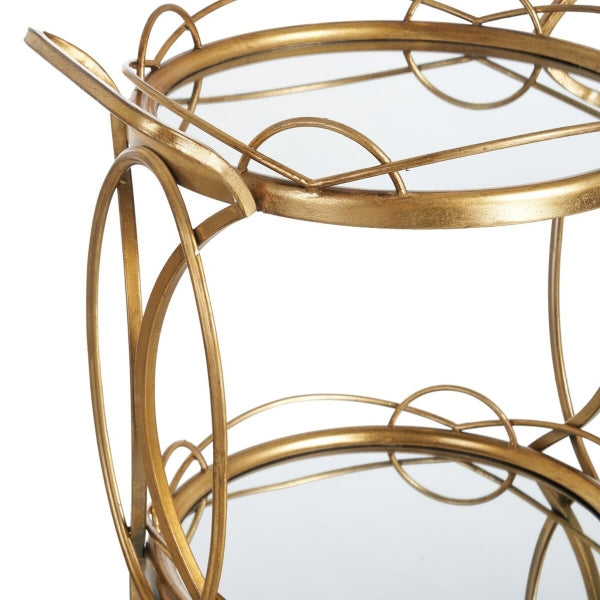 Contemporary Trolley in Gold Metal and Glass Home Decor