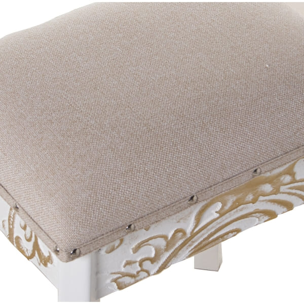 Coiffeuse et Tabouret Shabby Chic Bois Blanc et Doré