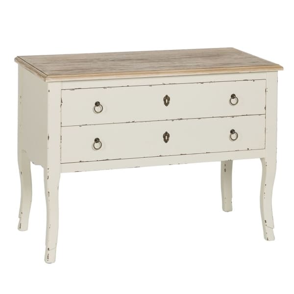 Cómoda Shabby Chic de madera envejecida blanca