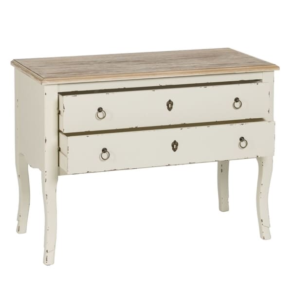 Cómoda Shabby Chic de madera envejecida blanca