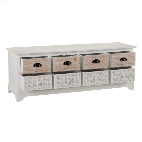 Commode à Tiroirs Glamour pour Bord de Lit en Bois Naturel Blanc Home Decor