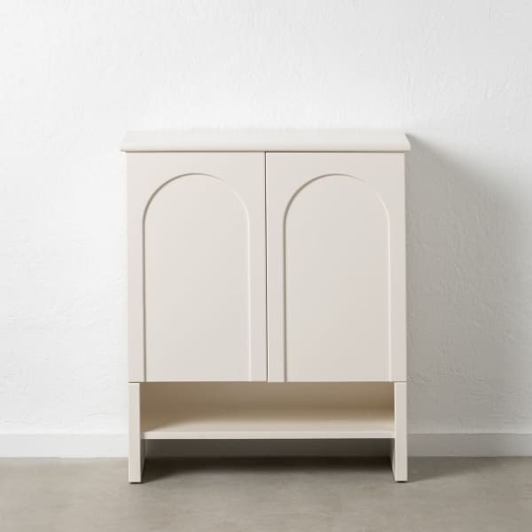 Commode en Bois Sculpté Blanc avec Range Chaussures