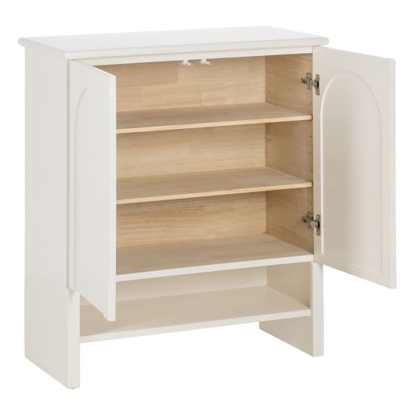 Commode en Bois Sculpté Blanc avec Range Chaussures