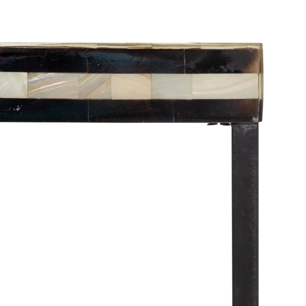 Modern African Console Table in Horn and Metal White and Black Home Decor