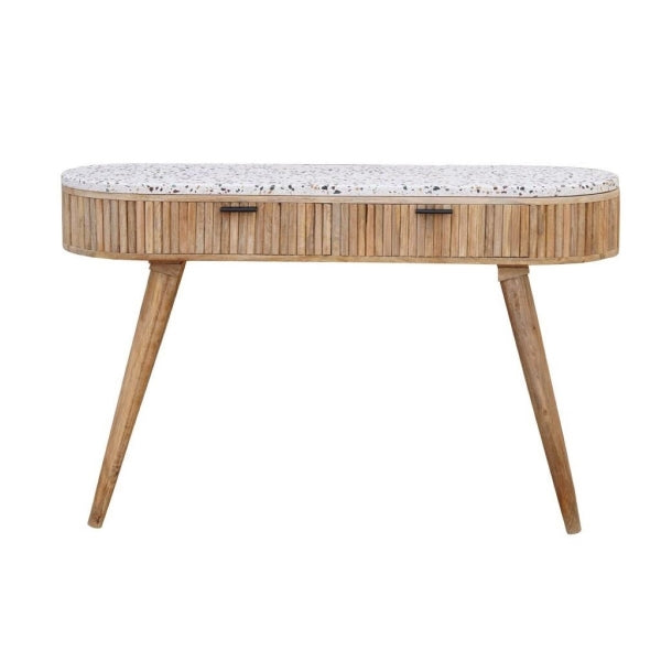 Console Design Bali en Marbre Blanc et Bois de Manguier Home Decor