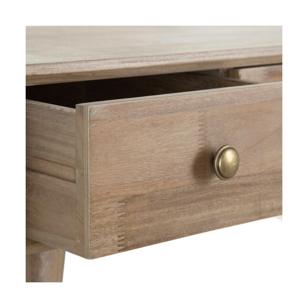 Contemporary Design Console in Natural Wood and Gold Handles Home Decor