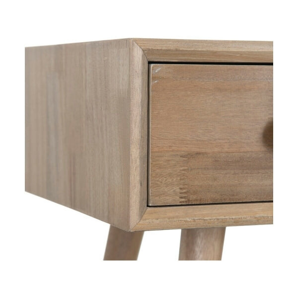 Contemporary Design Console in Natural Wood and Gold Handles Home Decor