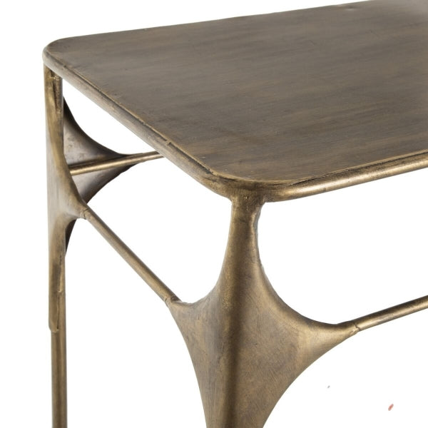 Designer Console Table in Aged Gold Metal with Drawer Home Decor