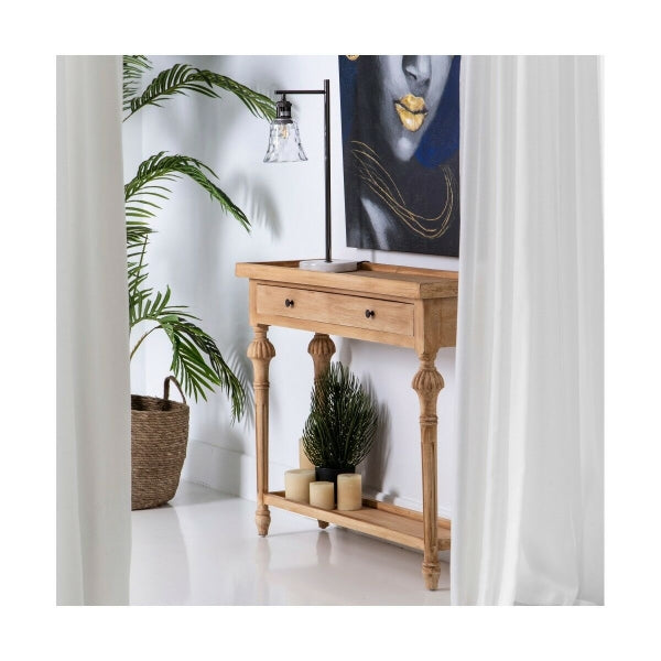 Console Naturelle en Bois Sculpté de Mindi Home Decor