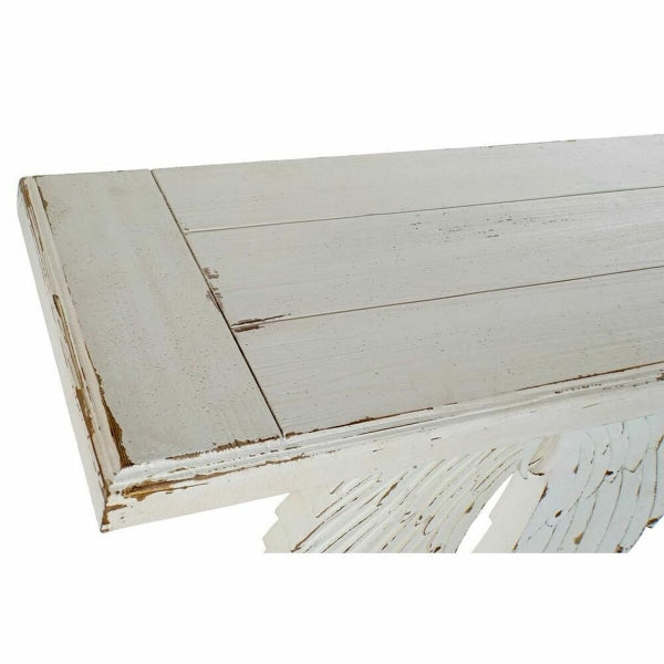 Console Neoclassical Design White Angel Wings in Distressed Wood Home Decor