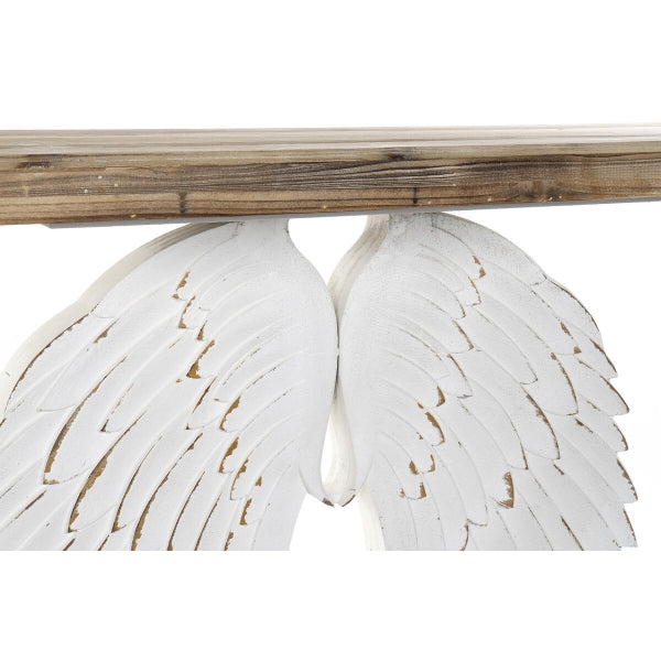 Console Neoclassical Design White Angel Wings in Distressed Wood Home Decor