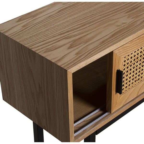 Console avec Portes Coulissantes en Bois et Osier