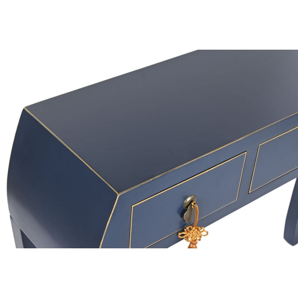 Console with Drawers Oriental Design in Blue Wood (96 x 26 x 80 cm)