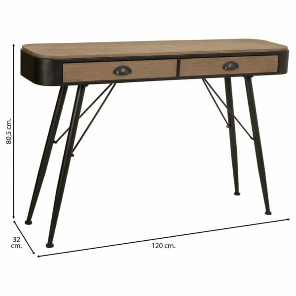 Loft Entrance Console with Drawers Black Iron and Wood