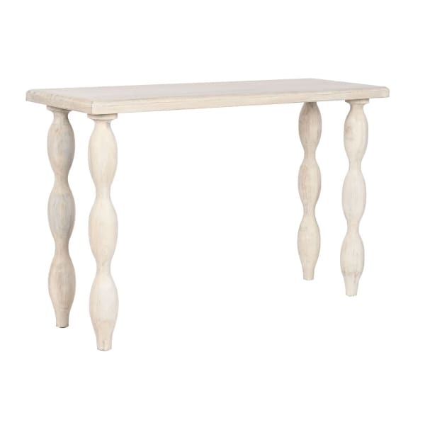 Console d'entrée Moderne en Bois Sculpté Blanc