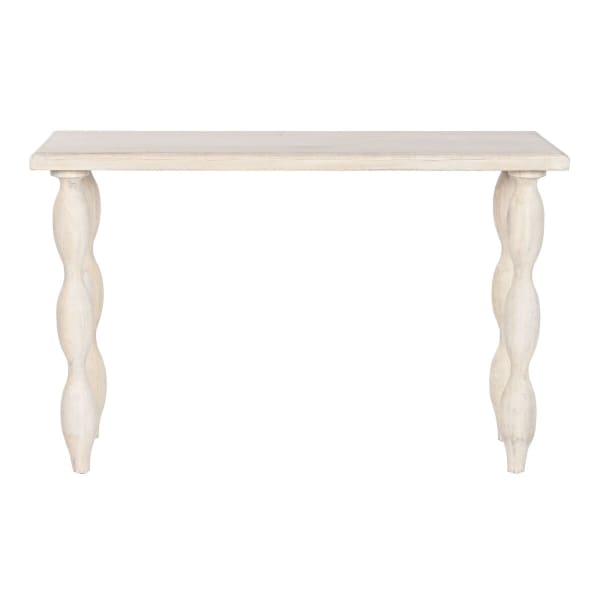 Console d'entrée Moderne en Bois Sculpté Blanc