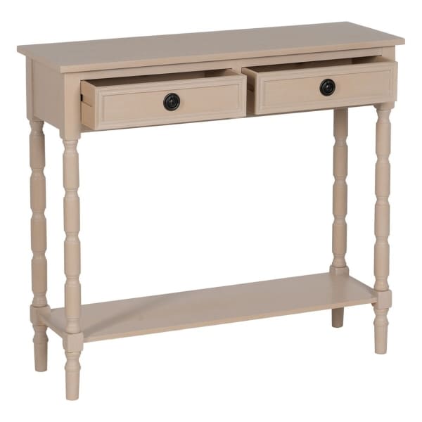 Beige Wood Entryway Console Table with Drawers Traditional Style