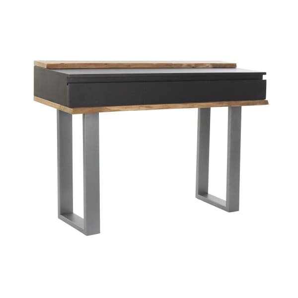 Console d'entrée en Bois Massif Sculpté et Métal Noir Loft