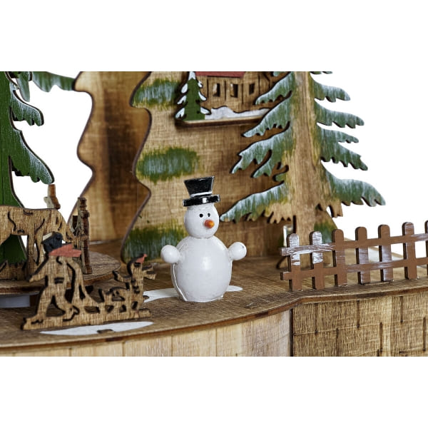 Lot de 3 Villages de Noël Lumineux en Bois, Décoration de Noël (30 x 15 x 37 cm)