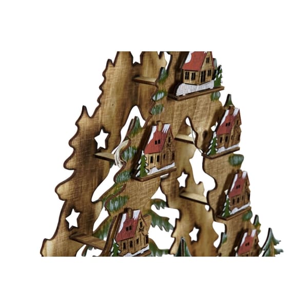 Lot de 3 Villages de Noël Lumineux en Bois, Décoration de Noël (30 x 15 x 37 cm)