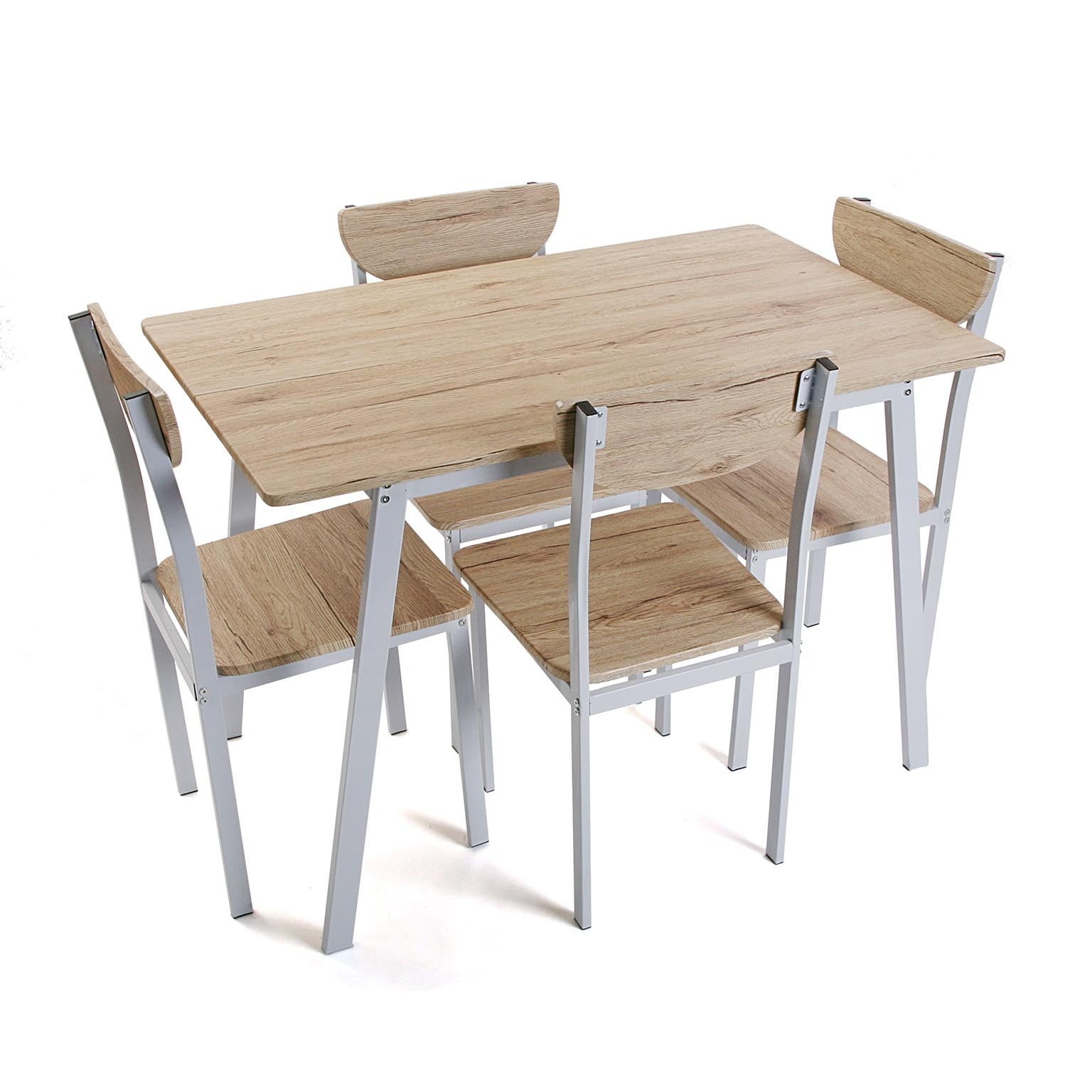 Ensemble Table de Cuisine et 4 Chaises Design Scandinave Bois et Blanc Versa