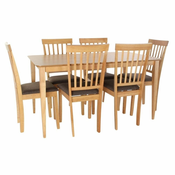 Juego de mesa y 6 sillas de madera de roble tradicional para decoración del hogar