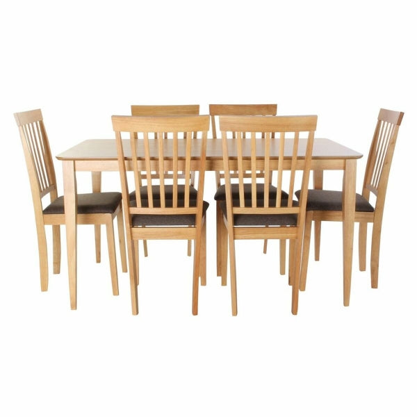 Juego de mesa y 6 sillas de madera de roble tradicional para decoración del hogar