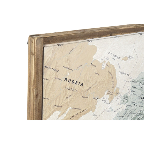 Juego de 4 Mapas del Mundo en Madera Natural y Beige (200 x 3,5 x 120 cm)