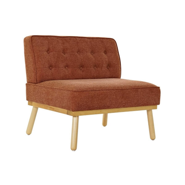 Fauteuil 2 Places en Lin Terracotta et Bois Naturel