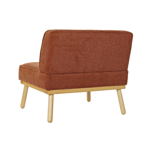 Fauteuil 2 Places en Lin Terracotta et Bois Naturel