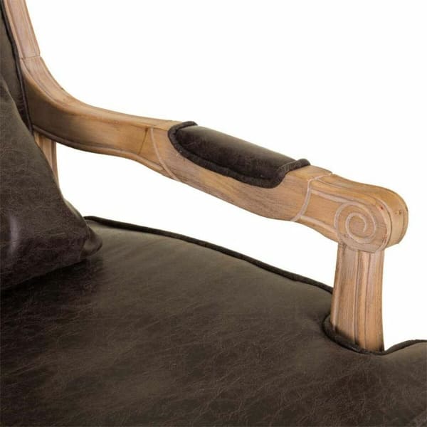 Fauteuil Baroque Similicuir Marron et Bois