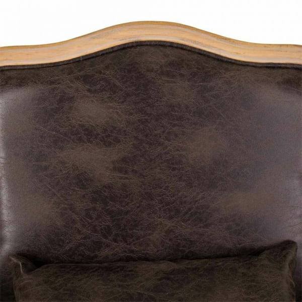 Fauteuil Baroque Similicuir Marron et Bois