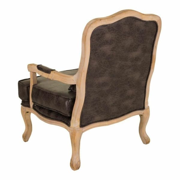 Fauteuil Baroque Similicuir Marron et Bois