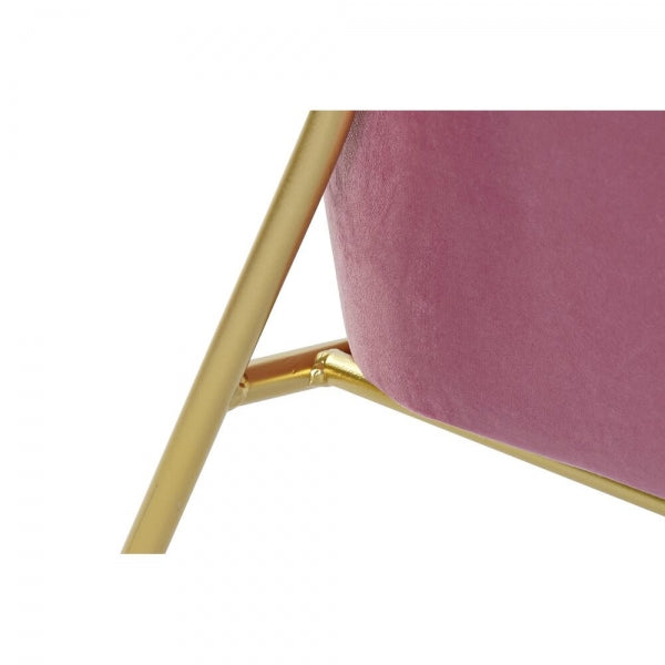 Sillón de diseño efecto terciopelo rosa y metal dorado Home Decor