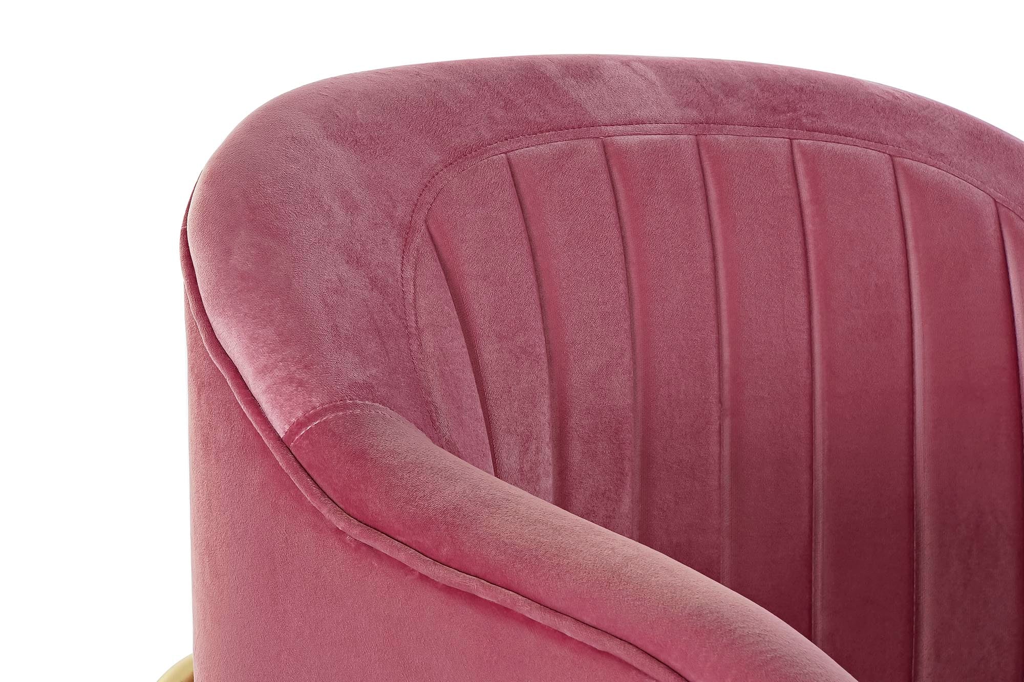 Sillón de diseño efecto terciopelo rosa y metal dorado Home Decor