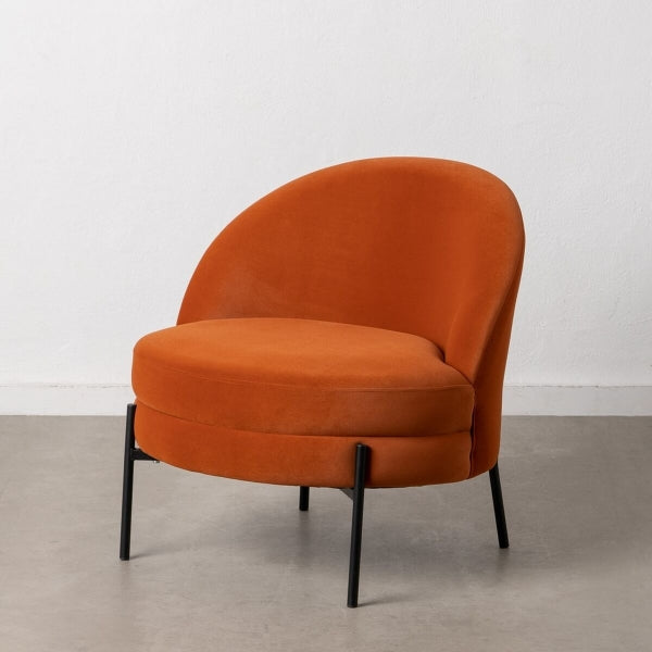 Fauteuil Design Italien Terracotta et Métal Noir