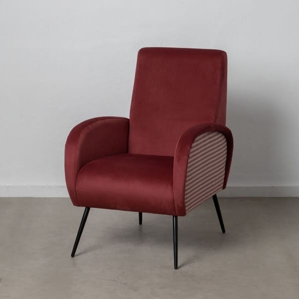 Fauteuil Mid Century Bordeaux avec Accoudoirs