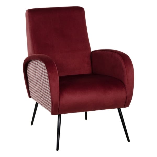 Fauteuil Mid Century Bordeaux avec Accoudoirs