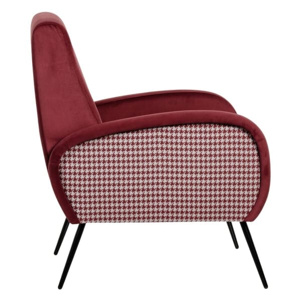 Fauteuil Mid Century Bordeaux avec Accoudoirs