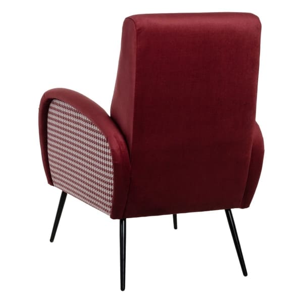 Fauteuil Mid Century Bordeaux avec Accoudoirs