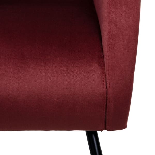 Fauteuil Mid Century Bordeaux avec Accoudoirs