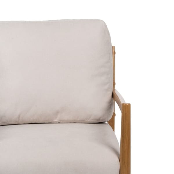 Fauteuil Rembourré Tissu Bois Beige / Tissu Bouclé