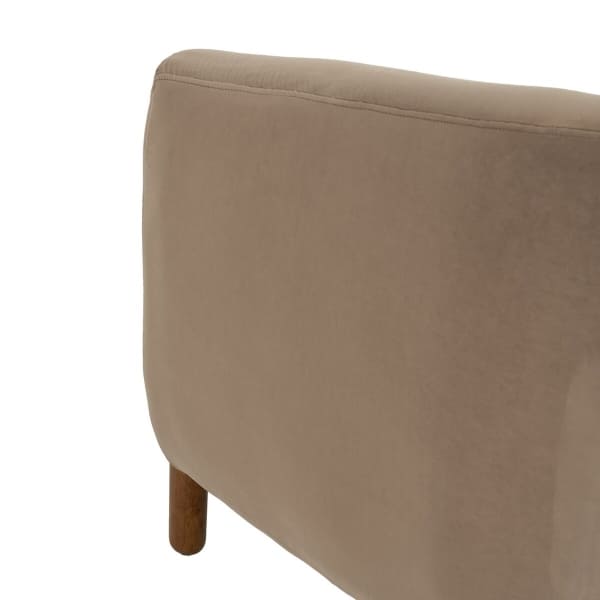 Fauteuil Taupe Velours et Bois